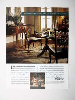 Baker Furniture Colonial Williamsburg Reproductions 1992 print Ad 
