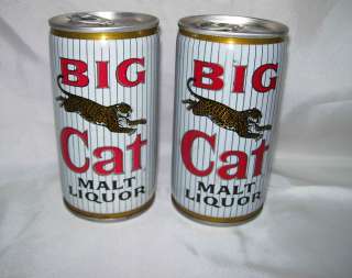 Big Cat Malt Liquor~Pabst Brewing Company~2 Beer Cans~Steel 12 Oz 
