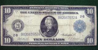 1914 Series US $10 Federal Reserve Note; New York; Blue Seal; FR#970 