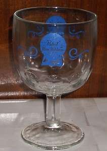 PABST BLUE RIBBON BEER GLASS / GOBLET   PABST BLUE RIBBON STEMMED 