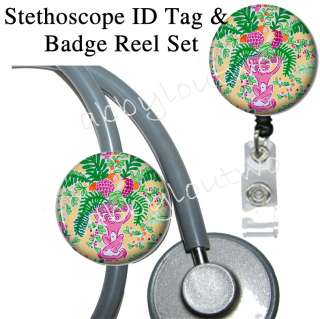 Badge Reel and Stethoscope ID Tag Set Name Badge Preppy Lilly  