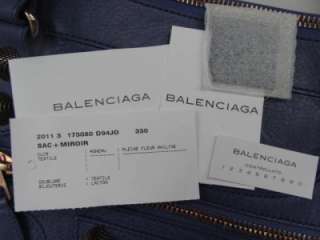 2011 Auth Balenciaga Blue Lavendar Rose Gold Giant Work Bag  
