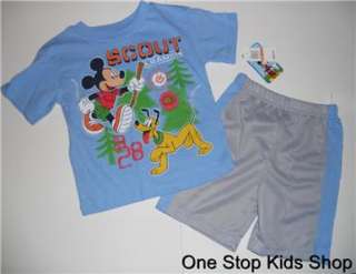 MICKEY MOUSE Boys 2T 3T 4T Set OUTFIT Shirt Shorts DISNEY Pluto  