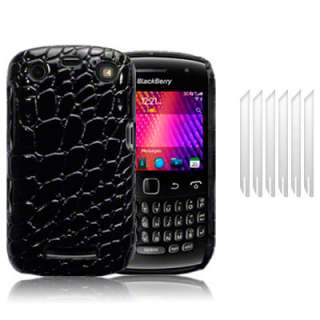 PU LEATHER CROC SKIN BACK COVER FOR BLACKBERRY 9360 + 6 PC LCD GUARD 