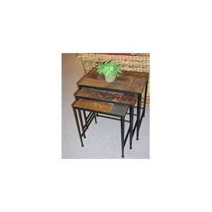  4D Concepts Black 3 Piece Nesting Tables with Slate Top 