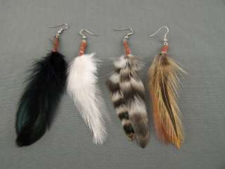 Copper 5 long feather dangle earrings shoulder duster  