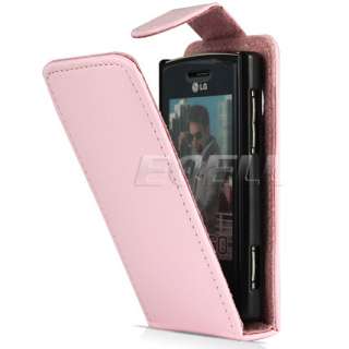 PINK LUXURY LEATHER FLIP CASE COVER FOR LG GM360 VIEWTY SNAP  