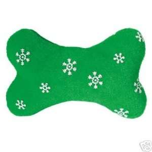 Zanies Blizzard Bone 4 GREEN Plush Holiday Dog Toy  