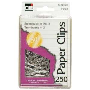 Charles Leonard Clips   Paper   Reusable Box   #3 Nickel Plated   250 