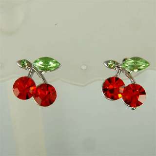   pair of SWAROVSKI SIAM HOT RED Rose Crystals CHERRY Stud earrings