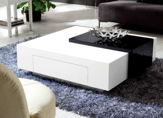 Contemporary Modern Glossy Coffee Table Black & White  