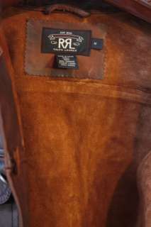 RRL Mens Leather Gamblers Jacket   NWT Medium Ralph Lauren Polo Double 