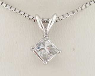 Genuine Diamonds 1/2ct Princess Cut Solid 14k White Gold Pendant 16 