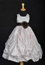 APPLE RED WHITE BABY FLOWER GIRL DRESS SM LG 2 4 6 8 10  