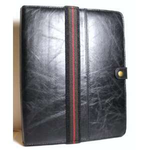 Premium Apple Ipad Tablet Black Solid Color Genuine Real Leather Book 