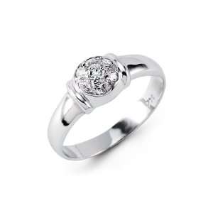    Cluster Round Cut CZ 14k Solid White Gold Fashion Ring Jewelry
