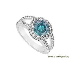  1.75ct Blue Diamond Engagement Ring 14k White Gold 
