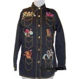 Bob Mackie Pocket Treasures Stretch Denim Jacket Embroidered