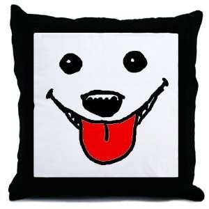  Happy Dog Face Funny Throw Pillow by 