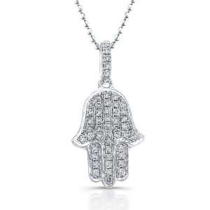    Hamsa Necklace   14K White Gold   Pave Diamond 1/5Ct Jewelry