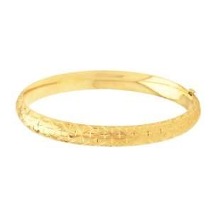   14k Yellow Gold Engraved Bangle Bracelet (8mm) Jewelry 