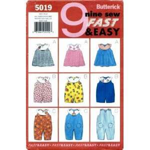  Butterick Sewing Pattern 5019 Toddler Dress, Romper, Jumpsuit 
