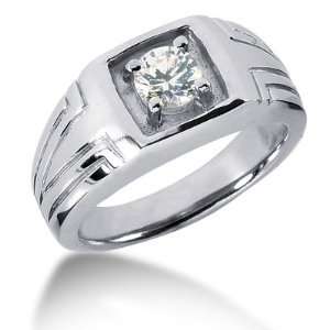  0.75 Ct Men Diamond Ring Wedding Band Round Cut Prong 14k 