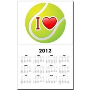 Calendar Print w Current Year I Love Tennis