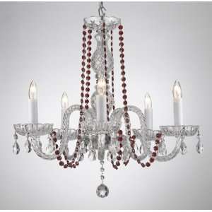 CRYSTAL CHANDELIER CHANDELIERS LIGHTING WITH RED COLOR CRYSTAL 