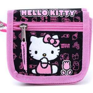  Sanrio Pink/Black Tulip Hello Kitty Wallet With Strap 