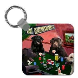    Labrador Retriever Four Dogs Playing Poker Keychain