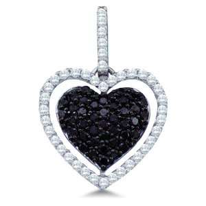  and White Diamond Round Cut Heart Shape Love Puff Pendant (4/5 cttw
