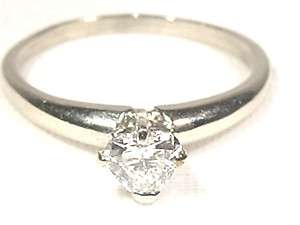 Engagement Ring Heart shaped Solitaire Diamond .25cts 14K White Gold 