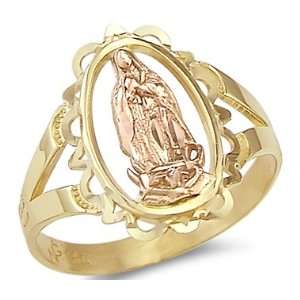   Size  12   14k Yellow n Rose Two Tone Gold Virgin Mary Ring Jewelry