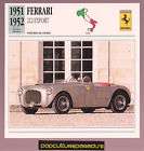 1951 1952 FERRARI 212 EXPORT Car FRENCH SPEC PHOTO CARD
