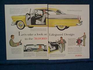 1956 Ford Fairlane Victoria   2 Page Ad Yellow & White  
