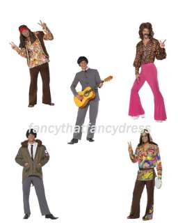 Mens 1960s 1970s Hippy Hippie Man Fancy Dress Costume  