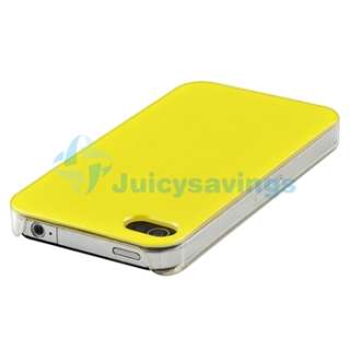 LCD Protector+Yellow Snap On Plastic Case Cover For iPhone 4 Gen 4S 