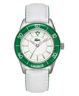 Lacoste Watch, Womens White Leather Strap 2000559   Leather Strap 