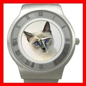 Cute Siamese Cat Pet Animal Kitty Stainless Steel Watch  