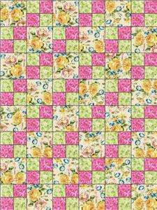   Green Rose Floral Quilt Top Kit Block Fabric Square Pre cut  