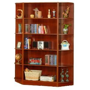  ABC 5 tier Bookcase with 2 Corner Shelves Cherry Finish 
