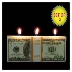   Money To Burn Candle $100 Dollar Bill Design (Set of 2) Electronics