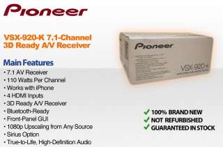 Pioneer VSX 920 K 7.1Channel 3D Ready + 3FT HDMI Cable 0884938109369 
