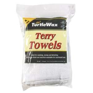  Carrand TW4CT12 Turtle Wax Terry Towels, White, 4 Count 
