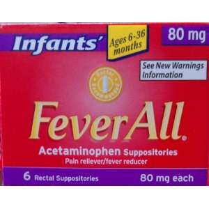  FeverAll Acetaminophen Suppositories, Infants Ages 3 36 