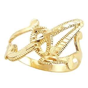 Letter Ring A Initial Band 14k Yellow Gold Cursive Alphabet 
