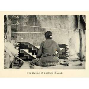  1906 Print Woman Making Navajo Blanket Weaving Native American 