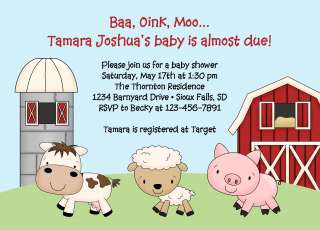 Farm Animals Baby Shower Invitations  