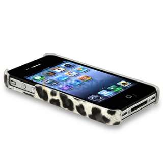 Grey Leopard Rear CASE+PRIVACY Guard For iPhone 4 4S 4G 4GS G OS 